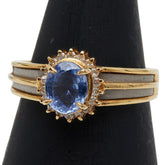 K18YG イエローゴールド Pt900 プラチナ サファイア1.08ct ダイヤ0.14ct リング 指輪 レディース 12号 【中古】