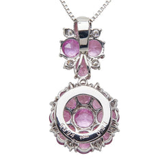 Pt900 プラチナ Pt850 プラチナ サファイア(パパラチャ)5.394ct ダイヤ0.31ct ペンダントネックレス レディース 【中古】