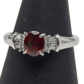 Pt900 プラチナ ガーネット ダイヤ0.16ct リング 指輪 レディース 11号 【中古】