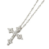 Pt900 プラチナ Pt850 プラチナ ダイヤ0.20ct クロス 十字架 モチーフ ペンダントネックレス レディース 【中古】