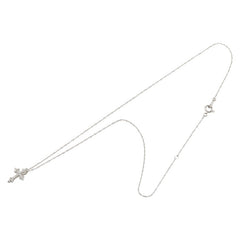 Pt900 プラチナ Pt850 プラチナ ダイヤ0.20ct クロス 十字架 モチーフ ペンダントネックレス レディース 【中古】