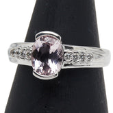 K14WG ホワイトゴールド モルガナイト ダイヤ0.10ct リング 指輪 レディース 11号 【中古】