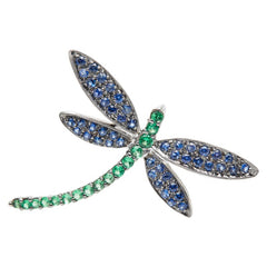 K18WG ホワイトゴールド サファイア グロッシュラーライトガーネット トンボモチーフ ペンダント ブローチ レディース 【中古】