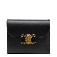 セリーヌ トリオンフ 三つ折り財布 10D783DPV ブラック レザー レディース CELINE 【中古】