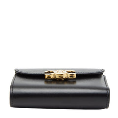 セリーヌ トリオンフ 三つ折り財布 10D783DPV ブラック レザー レディース CELINE 【中古】