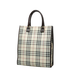 バーバリー ノバチェック トートバッグ ハンドバッグ ベージュ マルチカラー PVC レザー レディース BURBERRY 【中古】