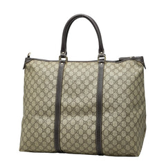 グッチ GGスプリーム トートバッグ 201482 ベージュ ブラウン PVC レザー レディース GUCCI 【中古】