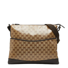 グッチ GGクリスタル 斜め掛け ショルダーバッグ 374411 ベージュ ブラウン PVC レザー レディース GUCCI 【中古】