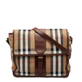 バーバリー ノバチェック メッセンジャーバッグ ショルダーバッグ ブラウン キャンバス レザー メンズ BURBERRY 【中古】