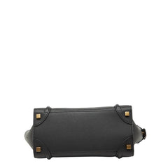 セリーヌ ラゲージ マイクロショッパー ハンドバッグ ブラック レザー レディース CELINE 【中古】