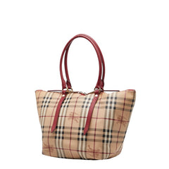 バーバリー ノバチェック シャドーホース トートバッグ ベージュ マルチカラー PVC レザー レディース BURBERRY 【中古】