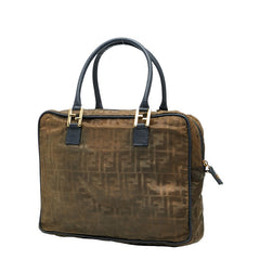 フェンディ ズッカ ハンドバッグ ショルダーバッグ 2WAY カーキグリーン ネイビー ナイロン レザー レディース FENDI 【中古】