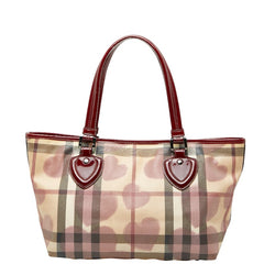 バーバリー ノバチェック ハート トートバッグ ベージュ マルチカラー PVC パテントレザー レディース BURBERRY 【中古】