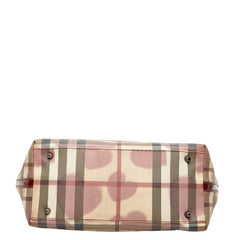 バーバリー ノバチェック ハート トートバッグ ベージュ マルチカラー PVC パテントレザー レディース BURBERRY 【中古】