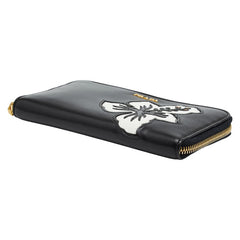 プラダ フラワー フラ ハワイ 長財布 ブラック レザー レディース PRADA 【中古】