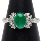 Pt900 プラチナ ヒスイ1.61ct ダイヤ0.34ct リング 指輪 レディース 15号 【中古】