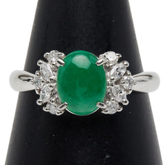 Pt900 プラチナ ヒスイ1.61ct ダイヤ0.34ct リング 指輪 レディース 15号 【中古】