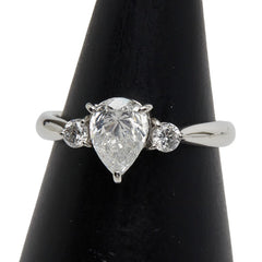 Pt900 プラチナ ダイヤ1.00ct ダイヤ0.17ct ペアーシェイプ リング 指輪 レディース 9号 【中古】