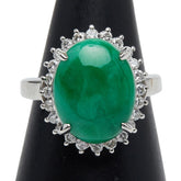 Pt900 プラチナ ヒスイ5.73ct ダイヤ0.48ct リング 指輪 レディース 11号 【中古】