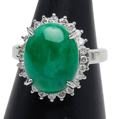 Pt900 プラチナ ヒスイ5.73ct ダイヤ0.48ct リング 指輪 レディース 11号 【中古】