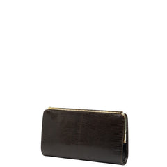 グッチ クロコ型押し クラッチバッグ ブラウン レザー レディース GUCCI 【中古】
