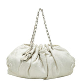 シャネル ココマーク メルローズカバス チェーン ショルダーバッグ アイボリー ホワイト コットンジャージ レディース CHANEL 【中古】