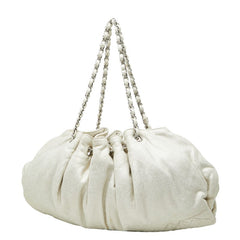 シャネル ココマーク メルローズカバス チェーン ショルダーバッグ アイボリー ホワイト コットンジャージ レディース CHANEL 【中古】