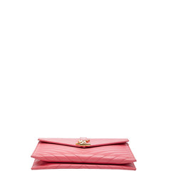 サンローラン Vステッチ YSLロゴ 斜め掛け チェーン ショルダーバッグ ピンク レザー レディース SAINT LAURENT 【中古】