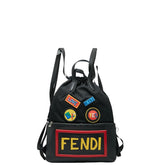 フェンディ ロゴ フェイス リュック バックパック ナップサック 7VZ034 ブラック マルチカラー ナイロン レザー レディース FENDI 【中古】