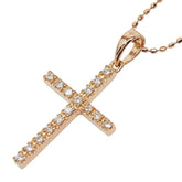 フォリフォリ K18PG ピンクゴールド ダイヤ0.11ct クロスモチーフ ネックレス レディース Folli Follie 【中古】