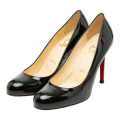 クリスチャンルブタン ラウンドトゥ パンプス ハイヒール サイズ:36 ブラック レッド レザー レディース Christian Louboutin 中古