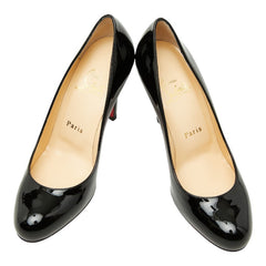 クリスチャンルブタン ラウンドトゥ パンプス ハイヒール サイズ:36 ブラック レッド レザー レディース Christian Louboutin 【中古】
