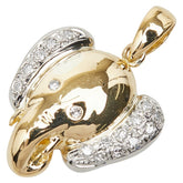 K18YG イエローゴールド Pt900 プラチナ コンビ ダイヤ0.12ct エレファントモチーフ ペンダントトップ ネックレス レディース 【中古】