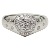 Pt900 プラチナ ダイヤ0.35ct ハートモチーフ リング 指輪 レディース 5.5号 【中古】