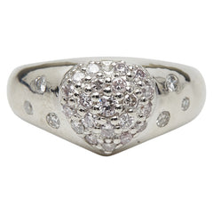 Pt900 プラチナ ダイヤ0.35ct ハートモチーフ リング 指輪 レディース 5.5号 【中古】