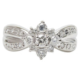 Pt900 プラチナ ダイヤ0.50ct フラワーモチーフ リング 指輪 レディース 7号 【中古】