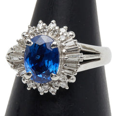 Pt900 プラチナ サファイア2.10ct ダイヤ0.34ct リング 指輪 レディース 9号 【中古】