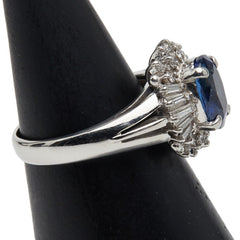 Pt900 プラチナ サファイア2.10ct ダイヤ0.34ct リング 指輪 レディース 9号 【中古】