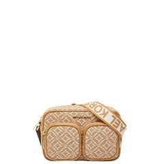 マイケルコース JET SET ITEM ロゴジャカード ウィズ アタッチ ミディアム ショルダーバッグ ブラウン キャンバス レザー レディース Michael Kors 【中古】