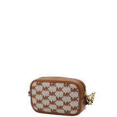 マイケルコース ロゴ MAISIE 2 IN 1 カメラ クロスボディ ショルダーバッグ ブラウン キャンバス レザー レディース Michael Kors 【中古】