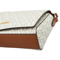 マイケルコース MKシグネチャー ショルダーバッグ ホワイト ベージュ ブラウン PVC レザー レディース Michael Kors 【中古】