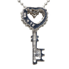 K18WG ホワイトゴールド ダイヤ0.12ct キー 鍵モチーフ ネックレス レディース 【中古】