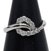 Pt900 プラチナ ダイヤ0.50ct ハートモチーフ リング 指輪 レディース 17.5号 【中古】