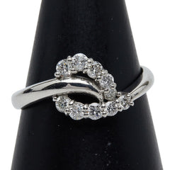 Pt900 プラチナ ダイヤ0.50ct ハートモチーフ リング 指輪 レディース 17.5号 【中古】