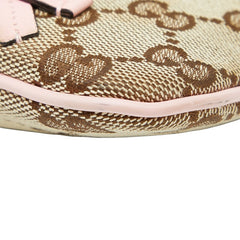 グッチ GGキャンバス パパガッロ オウム ポーチ ベージュ ピンク キャンバス レザー レディース GUCCI 【中古】