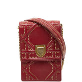 ディオール ディオラマ スタッズ チェーン ショルダーバッグ レッド ゴールド レザー レディース Dior 【中古】