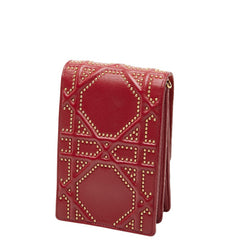 ディオール ディオラマ スタッズ チェーン ショルダーバッグ レッド ゴールド レザー レディース Dior 【中古】