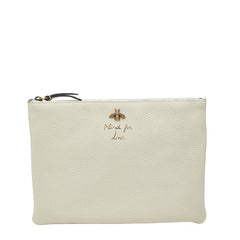 グッチ アニマリエ ビー 蜂 クラッチバッグ アイボリー ホワイト レザー レディース GUCCI 【中古】