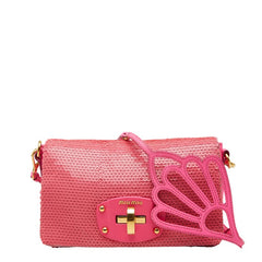 ミュウミュウ 斜め掛け ショルダーバッグ ピンク レザー スパンコール レディース MIUMIU 【中古】