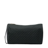 ロエベ アナグラム セカンドバッグ クラッチバッグ ブラック グリーン キャンバス レザー レディース LOEWE 【中古】